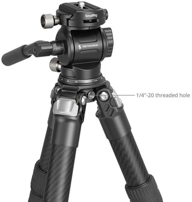 Alt view image 4 of 6 - SmallRig 3-Section Heavy-Duty Carbon Fiber Tabletop Tripod with Video Head, Black