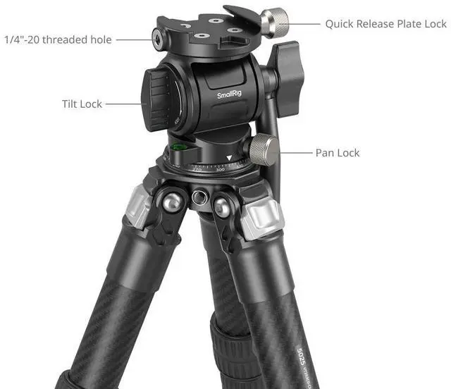 Alt view image 5 of 6 - SmallRig 3-Section Heavy-Duty Carbon Fiber Tabletop Tripod with Video Head, Black