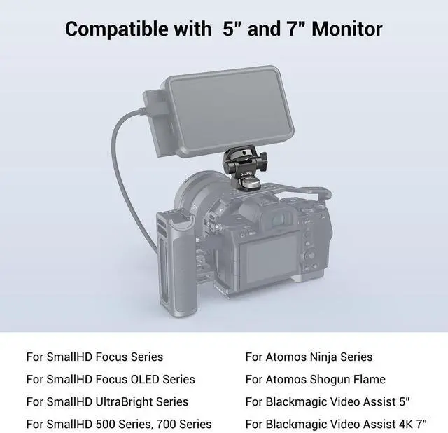 Alt view image 2 of 7 - SmallRig Swivel and Tilt Adjustable Monitor Mount with ARRI-Style Screw