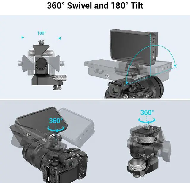 Alt view image 5 of 7 - SmallRig Swivel and Tilt Adjustable Monitor Mount with ARRI-Style Screw
