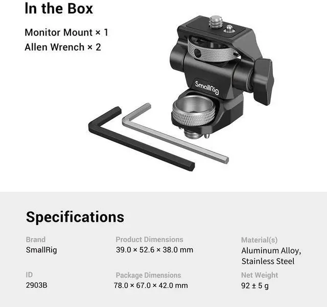 Alt view image 7 of 7 - SmallRig Swivel and Tilt Adjustable Monitor Mount with ARRI-Style Screw