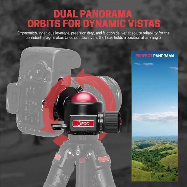 Alt view image 4 of 7 - 3Pod 3Pod Everest Series H4 Ball Head, Arca Swiss Quick Release Plate, 360 Degree Rotating Tripod Ball Head Mount, Head 1/4-inch Screw for DSLR Camera, 3/8-inch Screw Hole for Tripod