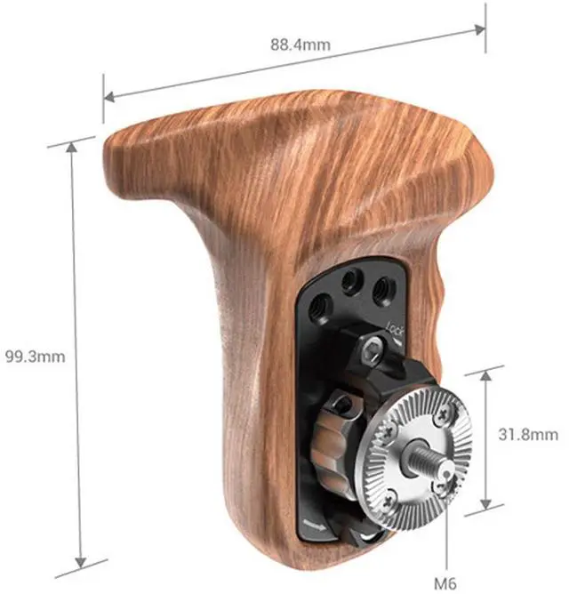 Alt view image 3 of 7 - SmallRig Left Side Wooden Handle with ARRI Rosette for Handheld and Shoulder Mounting System