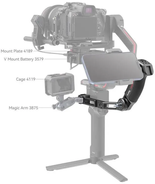 Alt view image 6 of 7 - SmallRig Sling Handle for DJI RS 2 / RSC 2 / RS 3 / RS 3 Pro / RS 3 Mini / RS 4 / RS 4 Pro Gimbals