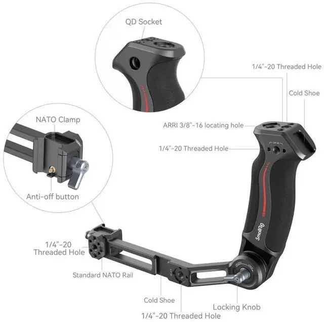 Alt view image 7 of 7 - SmallRig Sling Handle for DJI RS 2 / RSC 2 / RS 3 / RS 3 Pro / RS 3 Mini / RS 4 / RS 4 Pro Gimbals