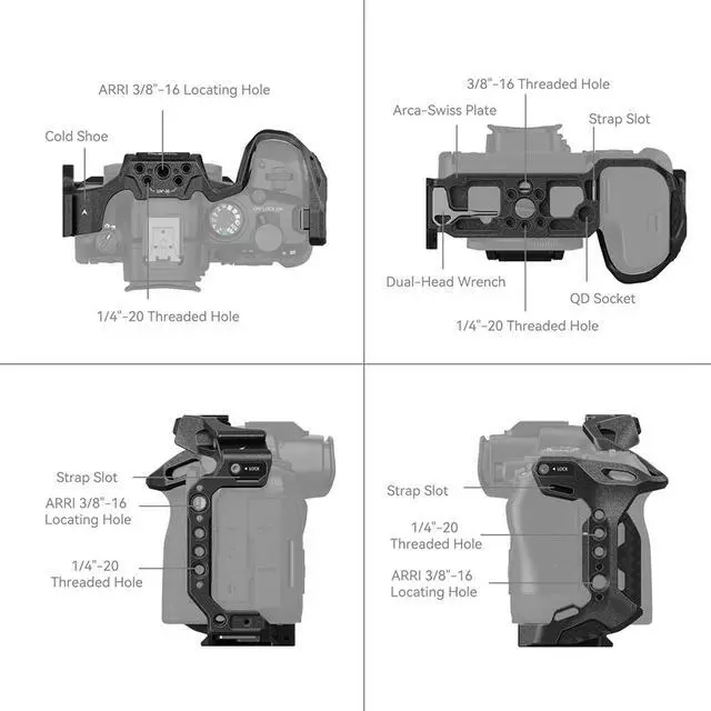 Alt view image 3 of 6 - SmallRig Black Mamba Full Camera Cage for Canon EOS R6 Mark II
