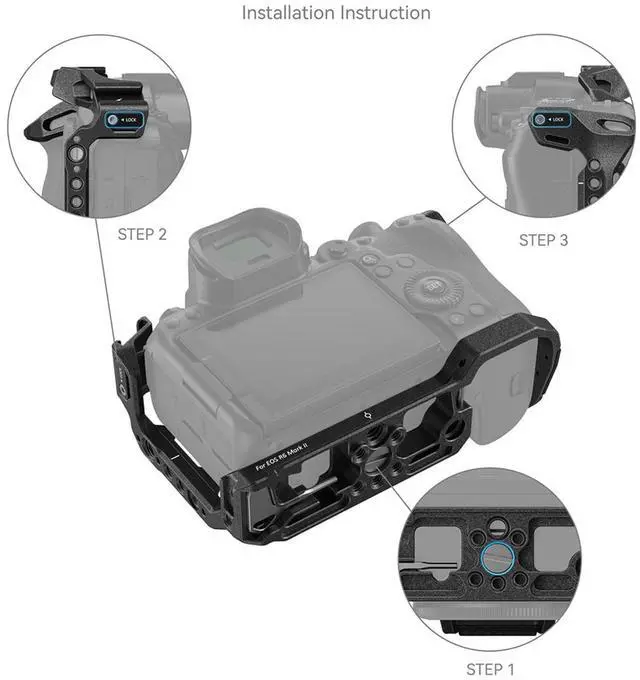 Alt view image 4 of 6 - SmallRig Black Mamba Full Camera Cage for Canon EOS R6 Mark II