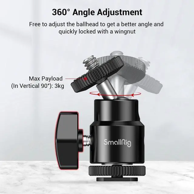 Alt view image 4 of 7 - SmallRig 1/4" Camera Hot Shoe Mount with Additional 1/4" Screw, 2-Pack
