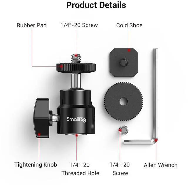Alt view image 5 of 7 - SmallRig 1/4" Camera Hot Shoe Mount with Additional 1/4" Screw, 2-Pack