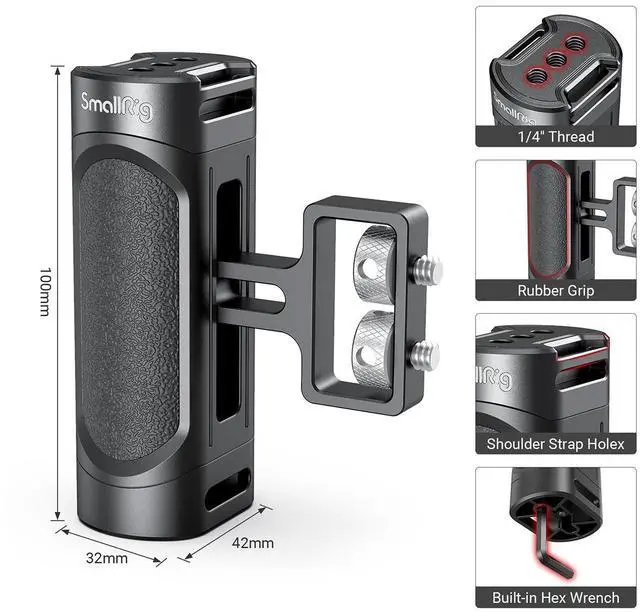 Alt view image 6 of 7 - SmallRig Mini Side Handle with 1/4"-20 Screws