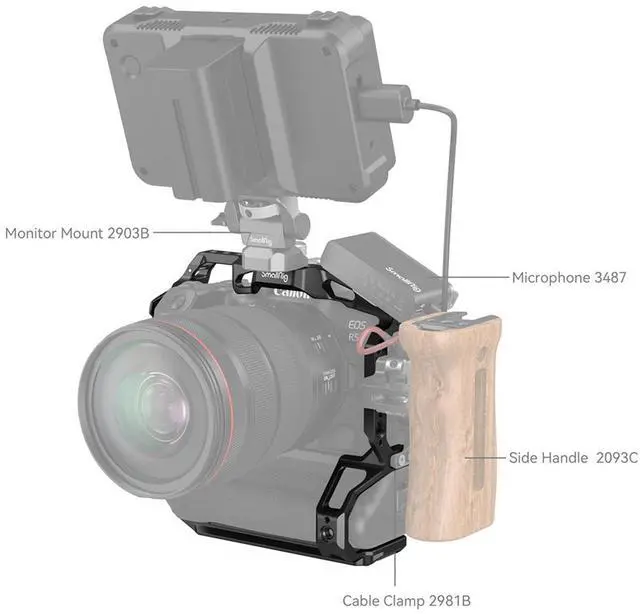 Alt view image 6 of 7 - SmallRig Full Camera Cage for Canon EOS R5/R6/R5C/R6 Mark II, Requires BG-R10 Battery Grip