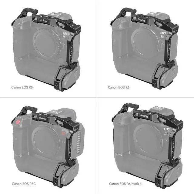 Alt view image 5 of 7 - SmallRig Full Camera Cage for Canon EOS R5/R6/R5C/R6 Mark II, Requires BG-R10 Battery Grip