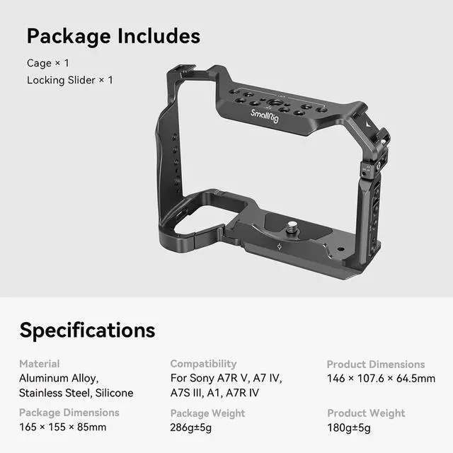 Alt view image 7 of 7 - SmallRig Full Camera Cage for Select Sony Alpha Series Cameras