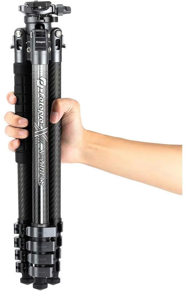 Alt view image 2 of 7 - FotoPro X-AIRFLY Video 5-Section Carbon Fiber 2-In-1 Tripod with Ball + Fluid Video Head, Orange