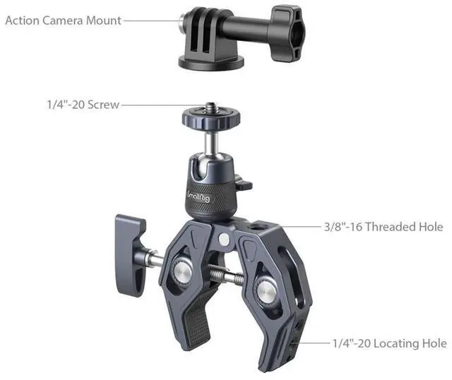 Alt view image 2 of 7 - SmallRig Super Clamp with Ball Head Mount for Action Camera