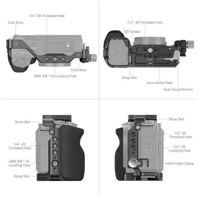 Alt view image 2 of 7 - SmallRig Full Camera Cage Kit with Silicon Handle and HDMI Cable Clamp for Sony ZV-E1
