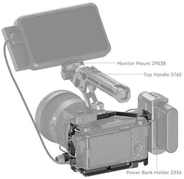 Alt view image 6 of 7 - SmallRig Full Camera Cage Kit with Silicon Handle and HDMI Cable Clamp for Sony ZV-E1