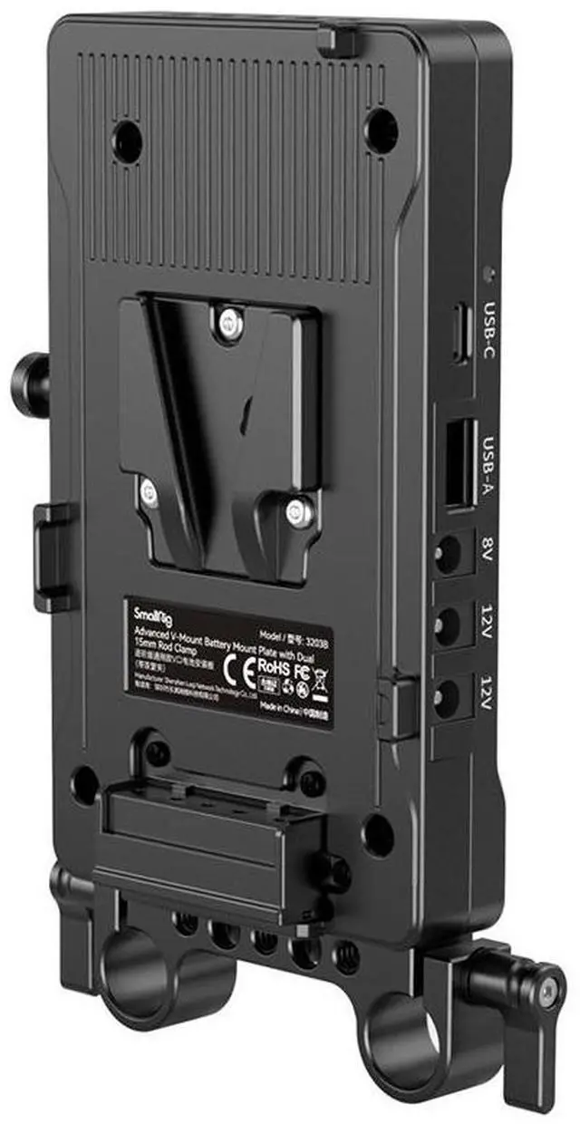 Alt view image 2 of 7 - SmallRig Advanced V-Mount Battery Plate with Dual 15mm Rod Clamp