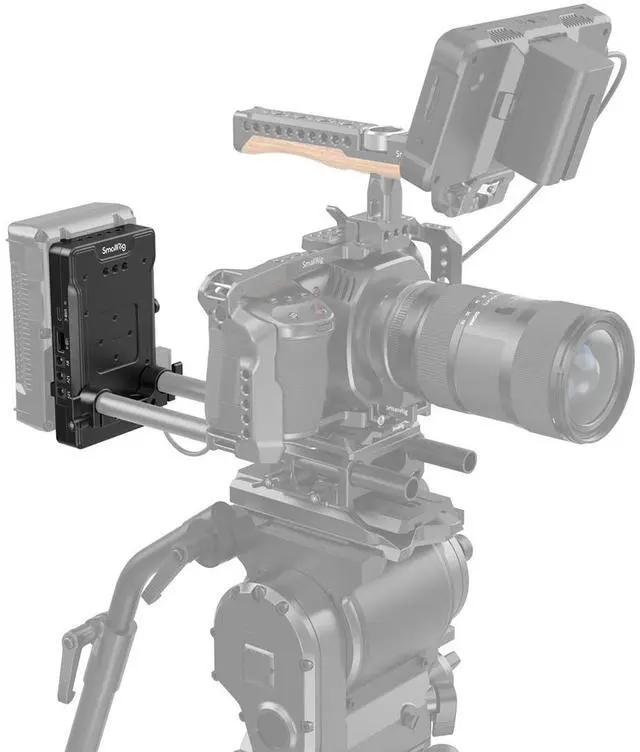 Alt view image 6 of 7 - SmallRig Advanced V-Mount Battery Plate with Dual 15mm Rod Clamp