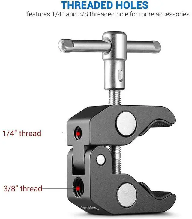 Alt view image 4 of 7 - SmallRig Super Clamp with 1/4" and 3/8" Thread, 2-Pack