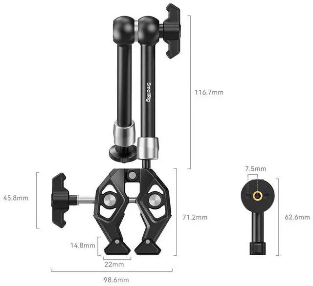 Alt view image 2 of 5 - SmallRig SmallRig Crab-Shaped Super Clamp Kit with Magic Arm