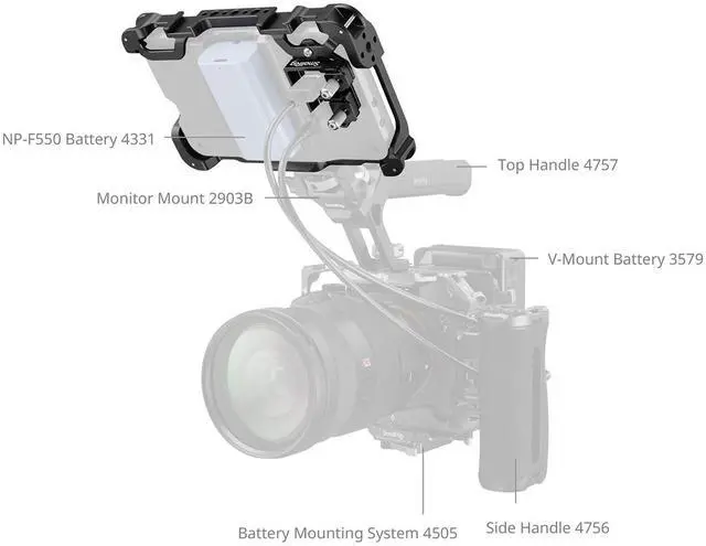 Alt view image 4 of 7 - SmallRig Cage Kit with Sunhood and Screen Protector for Atomos Shinobi II Monitor