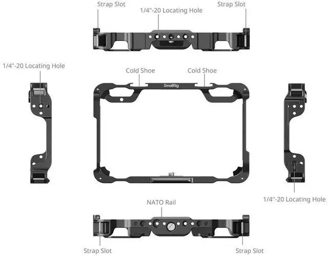 Alt view image 7 of 7 - SmallRig Cage Kit with Sunhood and Screen Protector for Atomos Shinobi II Monitor