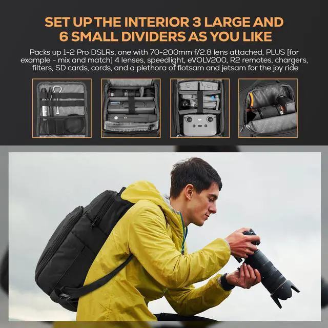 Alt view image 4 of 7 - Slinger Alpine 190 Lightweight Backpack for Camera, Laptop or Drone #ALPINE-190
