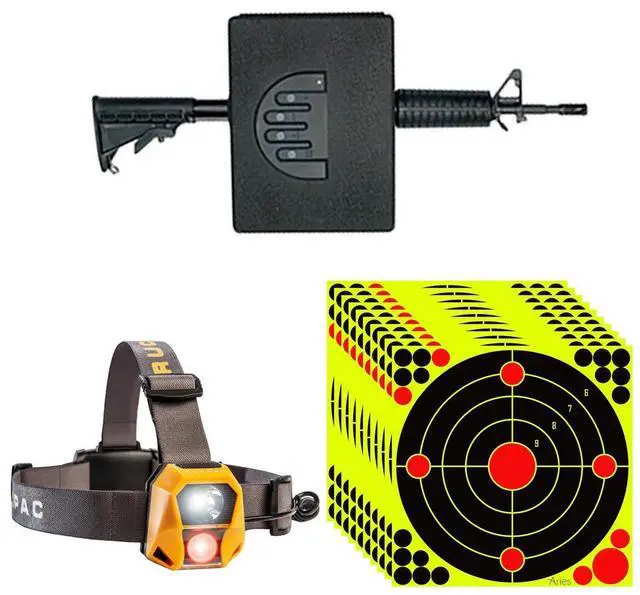 Main image of GunVault AR 1000 Assault Rifle Vault, Bundle with Professional Tech LED Headlamp and 10x 12x12" Target Stickers