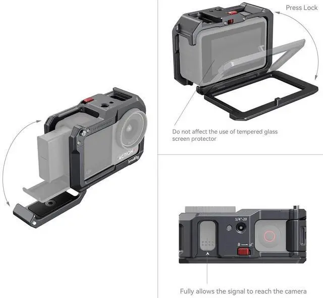 Alt view image 5 of 7 - SmallRig 4119C Full Camera Cage for DJI Osmo Action 3, 4 and 5 Pro
