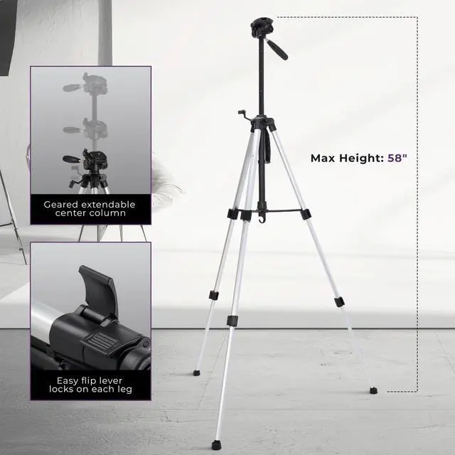 Alt view image 3 of 7 - Takama Aluminum 3-Section Tripod with 3-Way Head, 58" Max Height