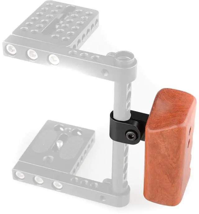 Alt view image 7 of 7 - CAMVATE Right Hand Wooden Handle Grip with 15mm Rod Clamp Connector for Select DV and DSLR Camera Cages