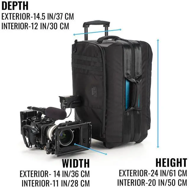 Alt view image 3 of 7 - Tenba Cineluxe v2 Roller 24 for Professional Camcorders, Cinema Cameras and ENG Rigs, Black