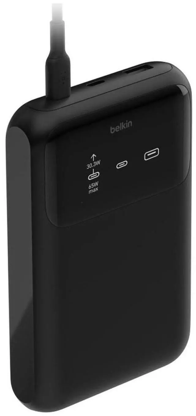 Alt view image 8 of 12 - Belkin 65W 3-port USB Power Bank w/ Digital Display - 20K mAh - 2xUSB-C, 1xUSB-A - Portable Charger - w/ USB-C to USB-C Cable - Black - For Universal, Smartphone, Tablet PC, Notebook, iPad, iPad Pro,