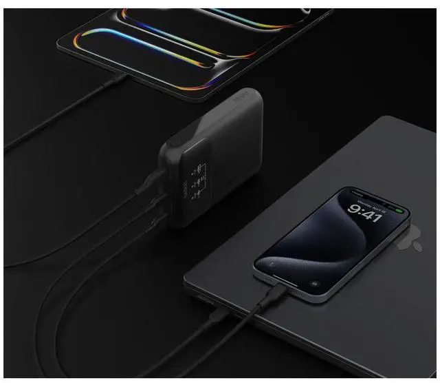Alt view image 11 of 12 - Belkin 65W 3-port USB Power Bank w/ Digital Display - 20K mAh - 2xUSB-C, 1xUSB-A - Portable Charger - w/ USB-C to USB-C Cable - Black - For Universal, Smartphone, Tablet PC, Notebook, iPad, iPad Pro,