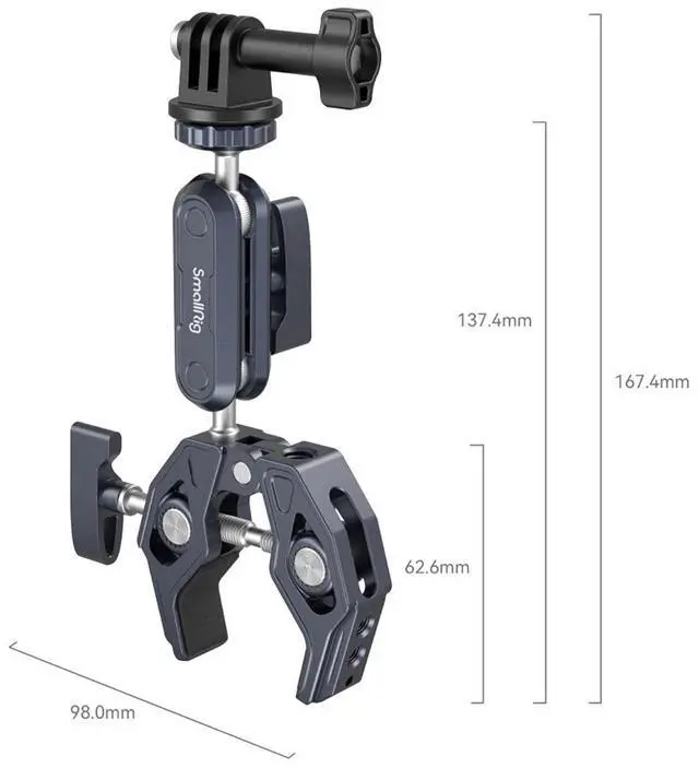 Alt view image 2 of 7 - SmallRig Crab-Shaped Super Clamp with Ball Head Magic Arm
