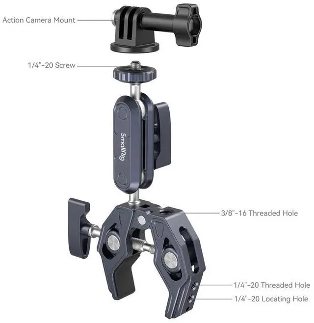 Alt view image 3 of 7 - SmallRig Crab-Shaped Super Clamp with Ball Head Magic Arm