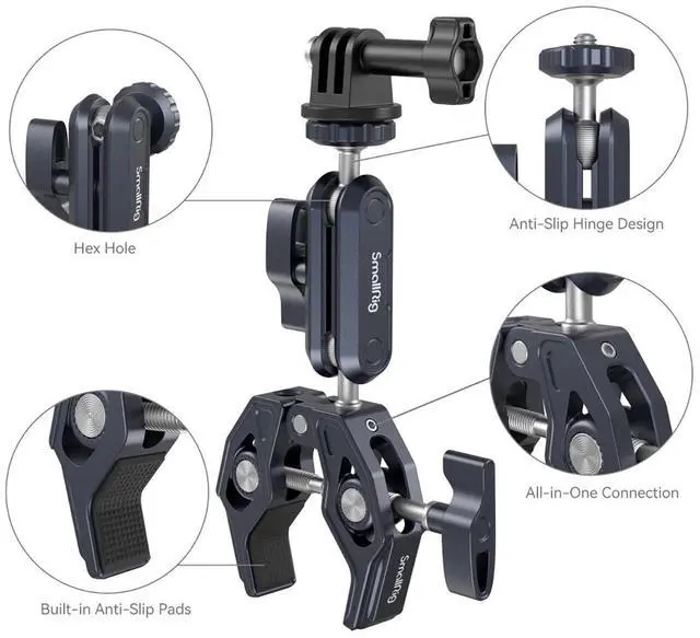 Alt view image 5 of 7 - SmallRig Crab-Shaped Super Clamp with Ball Head Magic Arm