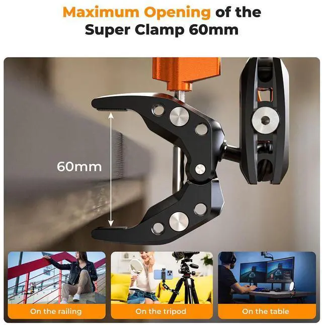 Alt view image 5 of 7 - K&F Concept MS13 Multifunctional Super Clamp with Ball Head Magic Arm