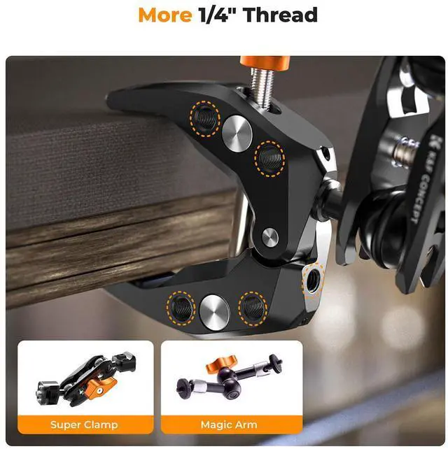 Alt view image 7 of 7 - K&F Concept MS13 Multifunctional Super Clamp with Ball Head Magic Arm