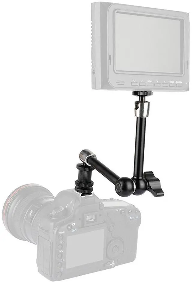 Alt view image 5 of 5 - CAMVATE Super Crab Clamp with 11" Magic Articulated Arm and Double Mini Ball Head for DSLR Camera Cage, Black Lever