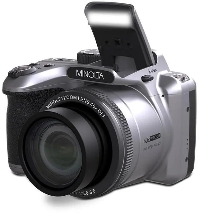 Alt view image 6 of 6 - Minolta 20 Mega Pixels 40x Optical Zoom Digital Camera with 1080p FHD Video, Silver