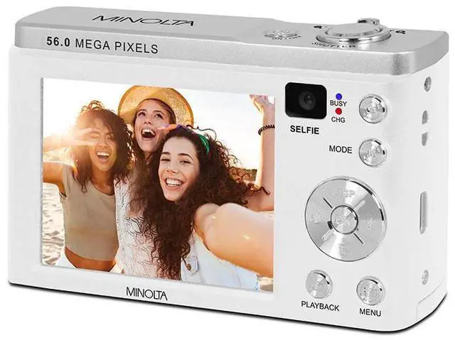 Alt view image 7 of 8 - Minolta 56 Mega Pixels Dual Lens Point & Shoot Digital Camera with 5X Optical Zoom & 5K Ultra HD Video, White