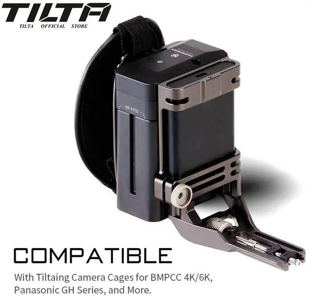 Alt view image 5 of 7 - Tilta Side Power Handle Type I for BMPCC 4K Cage, Supports F970 Battery, Gray