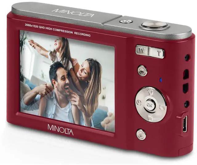 Alt view image 4 of 8 - Minolta MND20 44 MP / 2.7K Ultra HD Digital Camera (Red)