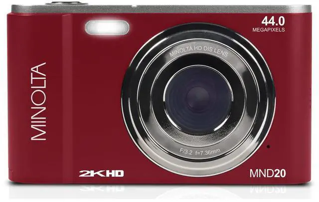 Alt view image 2 of 8 - Minolta MND20 44 MP / 2.7K Ultra HD Digital Camera (Red)