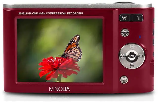 Alt view image 4 of 7 - Minolta Minolta MND20 44 MP 2.7K Ultra HD Digital Camera (Red) With Slinger Camera case