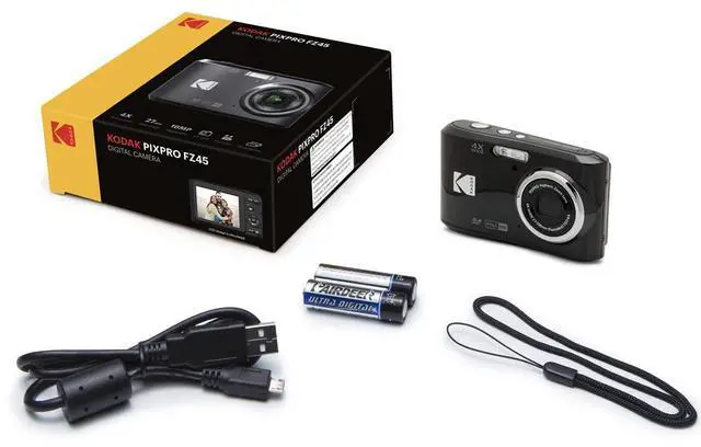 Alt view image 6 of 7 - Kodak PIXPRO Friendly Zoom FZ45-BK 16MP Digital Camera with 4X Optical Zoom 27mm Wide Angle and 2.7" LCD Screen (BLack) + 4-Pack Rechargeable AA Batteries, + Green Extreme Charger for AA/AAA