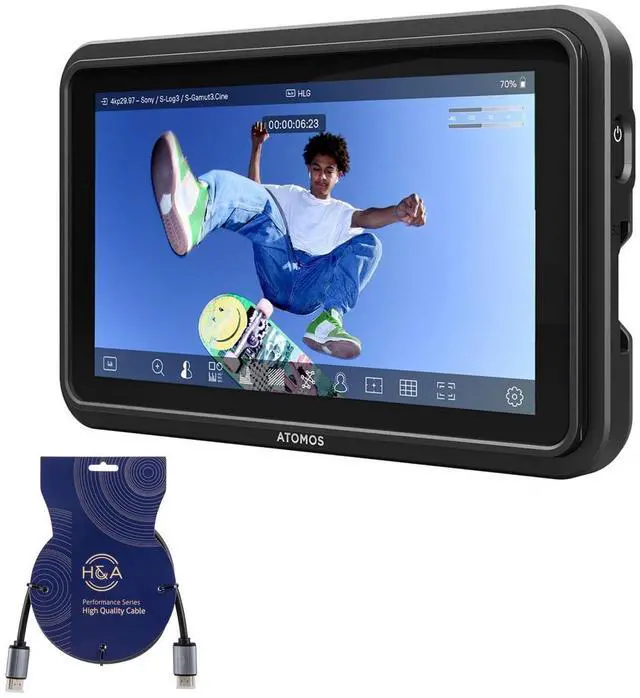 Main image of Atomos Shinobi GO HDMI 4K Camera Field Monitor with HDR Touchscreen, All Day Battery Life, and Lightweight Design + HDMI Cable