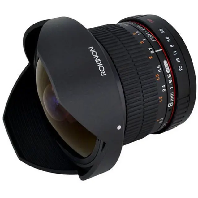 Alt view image 2 of 20 - Rokinon 8mm f/3.5 HD Fisheye Lens with Removable Hood for Canon EF